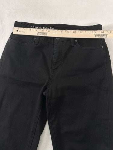 Talbots Size 2 High Rise Straight Crop Jeans Black Tassle Hem Womens Jean
