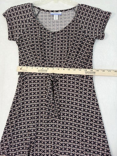 Motherhood Maternity Nursing Dress XS Wrap Black Geometric Print Knee Length