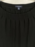 Lands End Dress Medium Black Midi Long Sleeve A-Line Pleated Neck Rayon Poly