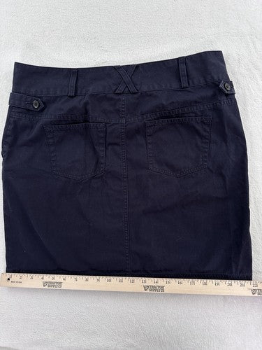 Lands End Skirt 12 Petite Navy Blue 100% Cotton Above The Knee Nautical Short