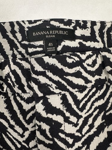 Banana Republic Sloan Pants 4S 4 Short Black White Zebra Stripe Womens