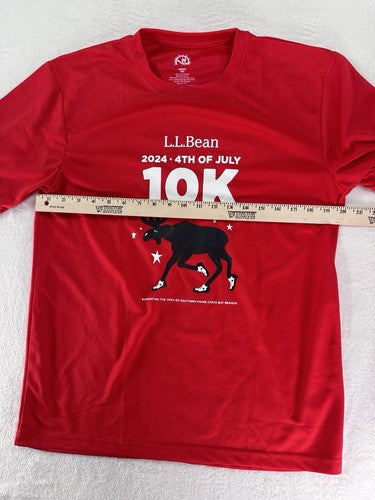 LL Bean 2024 10K July 4th Run Shirt Medium Men’s Red Moose Running Maratho NEW