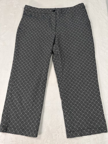 Liz Golf Capri Pants 14 Audra Black White Geometric Print Claiborne Womens