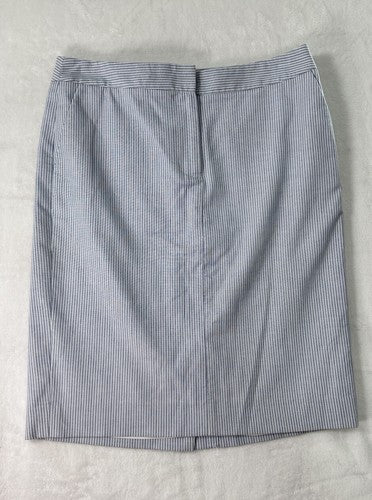 Talbots Skirt 2 Petite Blue White Striped Knee Length Cotton Stretch 2P Pencil