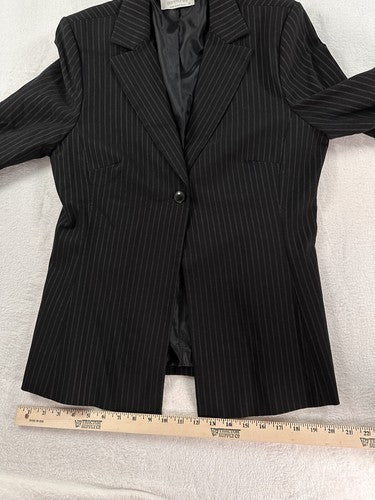 Portmans Australia Blazer US 10 AU 14 Pinstriped Black Womens Lined One Button