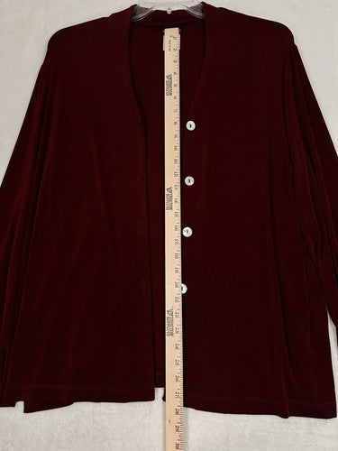 Citiknits 1X Cardigan Mother Pearl Buttons Burgundy Red Womens Plus Size Slinky
