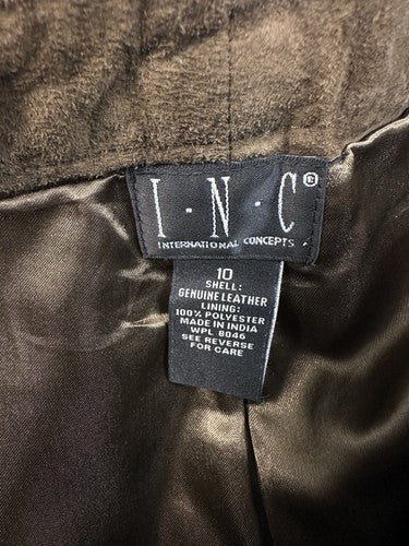 Vintage Inc international Concepts Brown Suede Leather Pants Womens 10 Lined