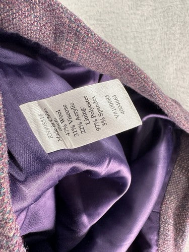 Coldwater Creek Pencil Skirt Size 8 Purple Wool Blend Tweed Knee Length Womens