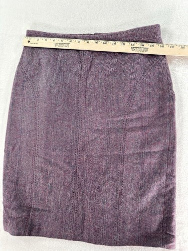 Coldwater Creek Pencil Skirt Size 8 Purple Wool Blend Tweed Knee Length Womens