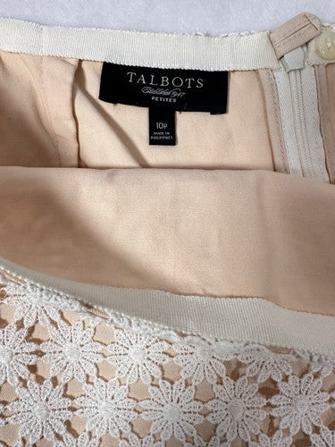 Talbots 10 Petite A-Line Skirt Floral Lace Overlay Knee Length Pink 10P