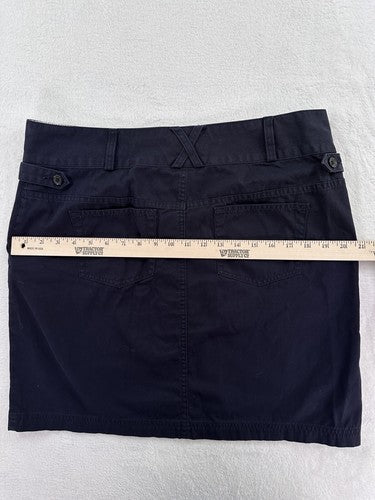 Lands End Skirt 12 Petite Navy Blue 100% Cotton Above The Knee Nautical Short