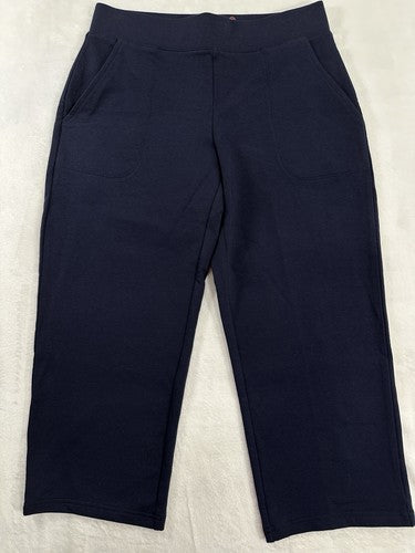 T By Talbots XS Modal French Terry Relaxed Capri Pants Navy Blue Womens Knit