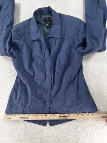 R.Q.T. Linen Blend Jacket Size 16 Blue Lined Snap Front Womens