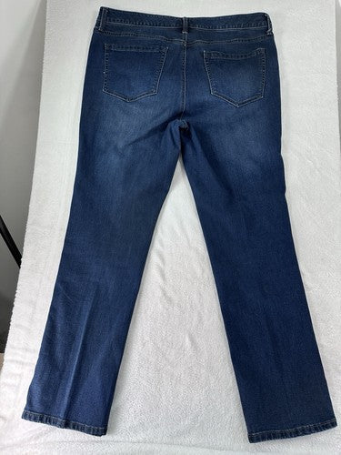 Charter Club Jeans 16 Lexington Straight Leg Faux Pearl Straight Dark Blue