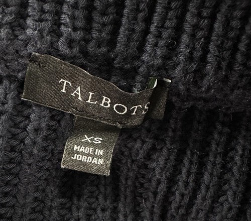 Talbots XS Sweater Navy Blue Thick Ribbed Cotton Mock Neck Womens