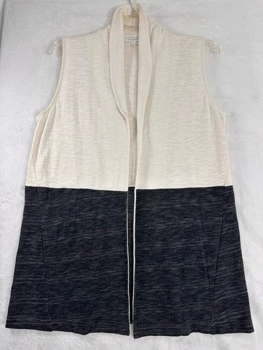 T By Talbots XL Colorblock Topper Vest Neutral Ivory Gray Womens