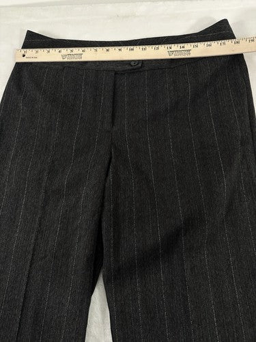 Chicos Size 2 Pants Womens 12 Straight Leg Dress Pants Charcoal Gray Pinstriped