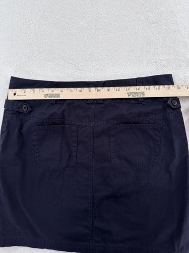 Lands End Skirt 12 Petite Navy Blue 100% Cotton Above The Knee Nautical Short