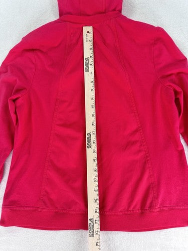 Zenergy By Chicos Size 1 Jacket (US 8) Hot Pink Hooded Stretch Full Zip