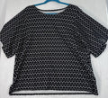 Chicos Size 3 Top XL Short Sleeve Black White Geometric Print Womens