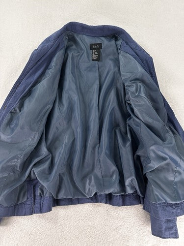 R.Q.T. Linen Blend Jacket Size 16 Blue Lined Snap Front Womens