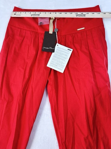 Italian Designer Mariagrazia Panizzi Pants Size US 12 IT 48 Red Hipster NWT