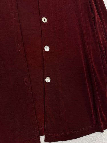 Citiknits 1X Cardigan Mother Pearl Buttons Burgundy Red Womens Plus Size Slinky