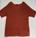 Talbots Large Top Sweater Short Sleeve Burnt Orange V Neck Womens
