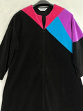 Vintage Vanity Fair Housecoat Medium Robe Zipper House Coat Velour Black Pink