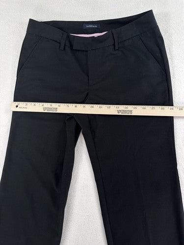 Lands End Pants Size 2 Black Stretch Flat Front Womens Straight Leg