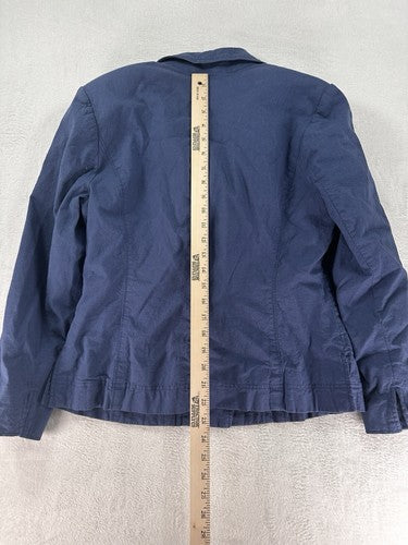 R.Q.T. Linen Blend Jacket Size 16 Blue Lined Snap Front Womens