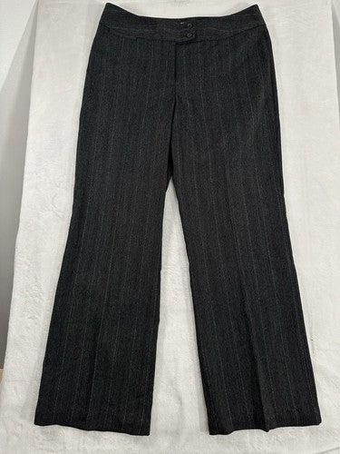 Chicos Size 2 Pants Womens 12 Straight Leg Dress Pants Charcoal Gray Pinstriped