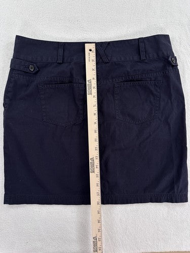 Lands End Skirt 12 Petite Navy Blue 100% Cotton Above The Knee Nautical Short