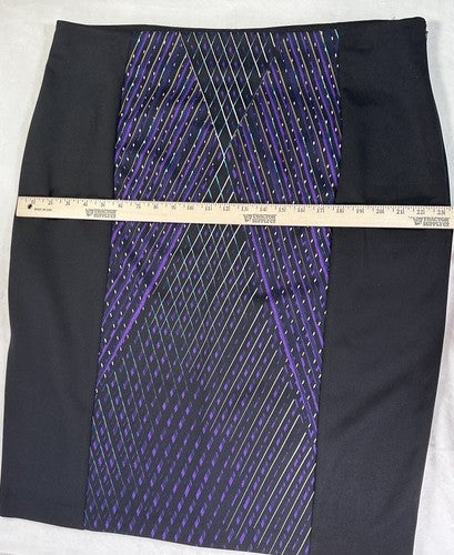 Worthington Pencil Skirt 1X Side Zip Slit Black Geometric Print Knee Length