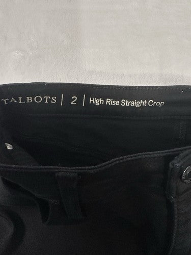 Talbots Size 2 High Rise Straight Crop Jeans Black Tassle Hem Womens Jean