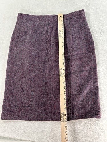 Coldwater Creek Pencil Skirt Size 8 Purple Wool Blend Tweed Knee Length Womens