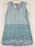 Chicos Size 0 Top Wavy Striped Sweater Tank Sleeveless Small Blue Rayon Womens