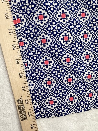 Charter Club Newport Slim Crop Pants 12 Blue Print Womens Cotton Stretch