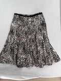 Christopher Banks Skirt 6P Petite Knee Length Black Brown Print Summer Rayon