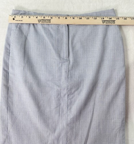 Talbots Skirt 2 Petite Blue White Striped Knee Length Cotton Stretch 2P Pencil