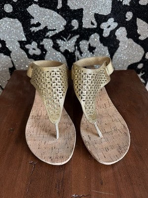 White Mountain Sandals 11 Womens Wedges Slip On Shoes Gold Arnette