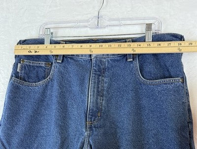 Carhartt Fleece Lined Jeans 38x30 Mens Relaxed Fit Straight Leg Blue