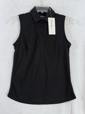 Lady Hagen Golf Shirt Small Sleeveless Polo Black Pique Womens Walter NWT
