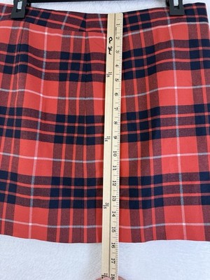 J Crew Mini Skirt 4 Red Plaid Wool Blend Lined Womens