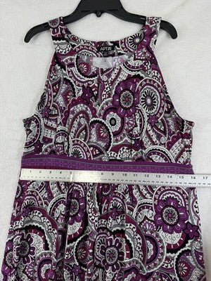 Apt 9 Dress Medium Petite Sleeveless Purple Paisley Fit Flare Womens