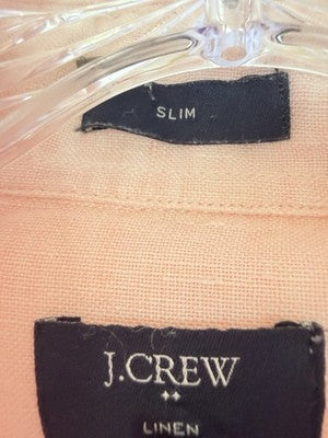 J Crew Linen Shirt Large Pink Slim Fit Button Down Long Sleeve