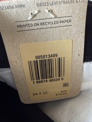 Levis 501 Jeans Mens Button Fly 34x30 Black Original New NWT