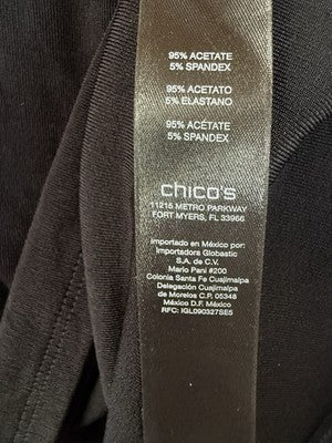Chicos Travelers Size 3 Top Black Sleeveless Slinky Womens XL