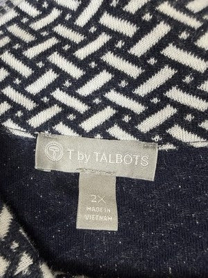 T By Talbots 2X Tops Long Sleeve Mock Neck Pullover Knit Plus Size Blue