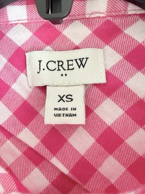 J Crew Flannel Shirt Women Pink XS Gingham Button Up Tops Long Sleeve